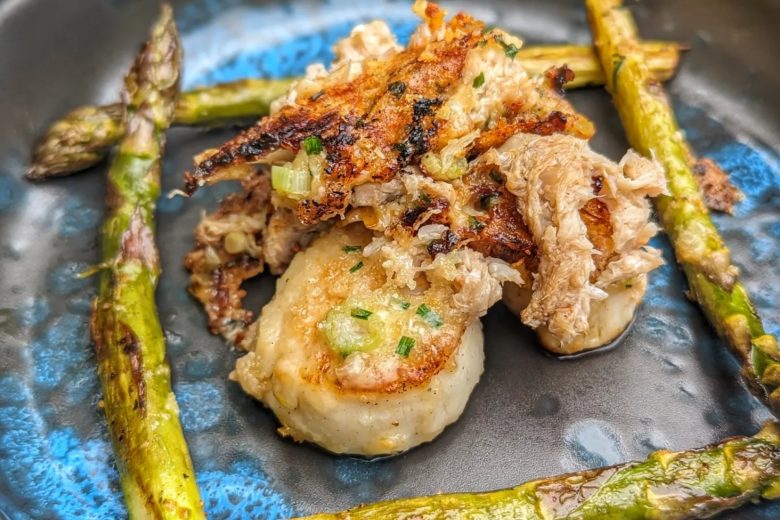 Scallops and Crab topped with Gruyere