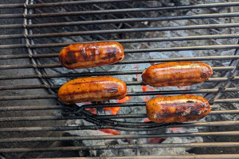 Pork Sausages cooking on the BBQ